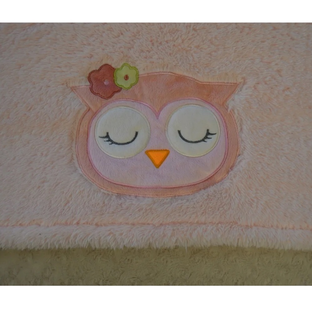 Mini Muffin Pink Owl Baby Blanket Green Flowers Plush Soft Lovey